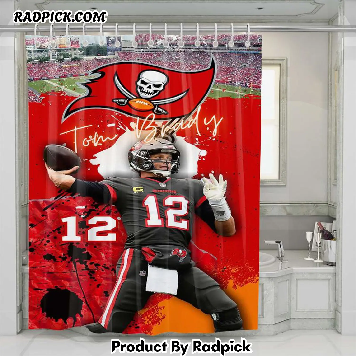Tom brady bucs shower curtain set bathroom set for bathroom decor best gift for friends rp38769